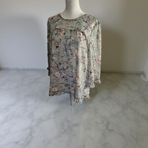 NWOT Size Large Allegra K Green Floral Blouse